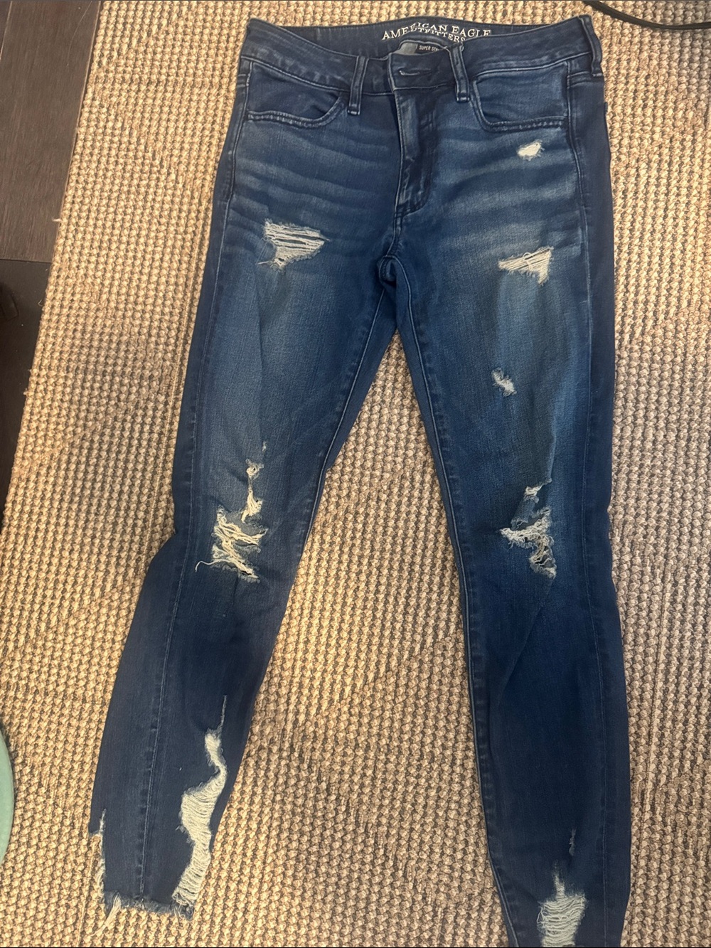 American Eagle Outfitters Dark Blue Ripped Skinny Jeans